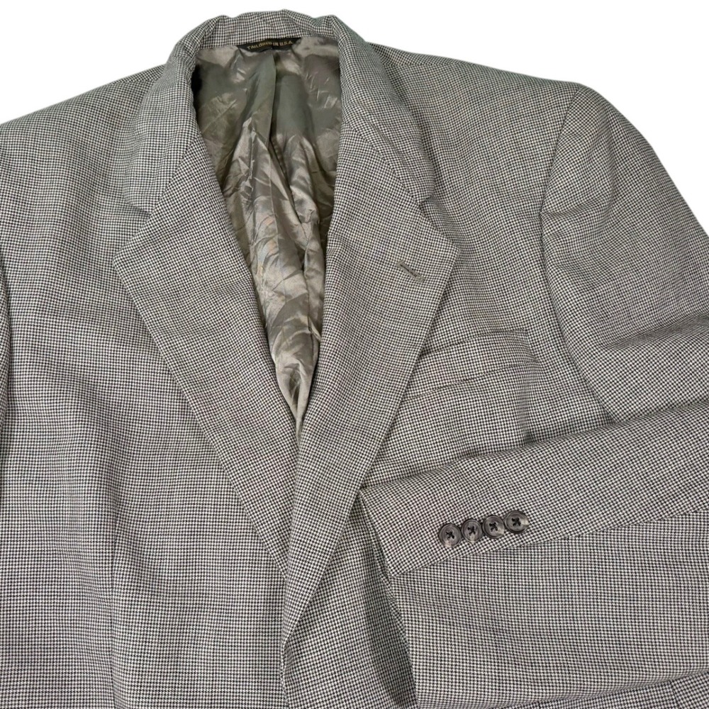 Austin Reed Grey Black Houndstooth Blazer Sport Coat Tailored USA Dark Academia